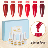 ACOS Hema Free Gel Polish 6pcs Set (Red Colour ) - Lashmer